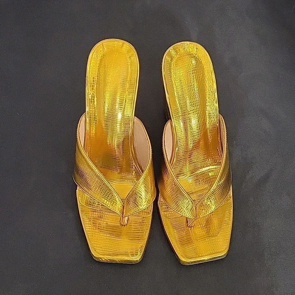 WOMEN"S SQUARE TOE THONG HIGH HEEL STILETTOS SANDAL